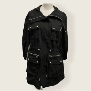 Caché Lightweight Pocket Zipper Windbreaker Rain Trench Coat XS